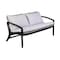 Armen Living Brighton 4 Piece Outdoor Patio Seating Set in Dark Eucalyptus Wood with Gray Rope and White Cushions 840254336100 - alternate 4